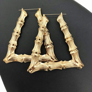 Planet Gates Punk Gold Sliver Color Bamboo Hoop Earrings For Women Geometric Big Round Circle Bamboo Earings Bijoux Hip Hop Party Jewelry