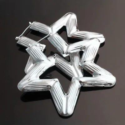 Planet Gates Punk Gold Sliver Color Bamboo Hoop Earrings For Women Geometric Big Round Circle Bamboo Earings Bijoux Hip Hop Party Jewelry