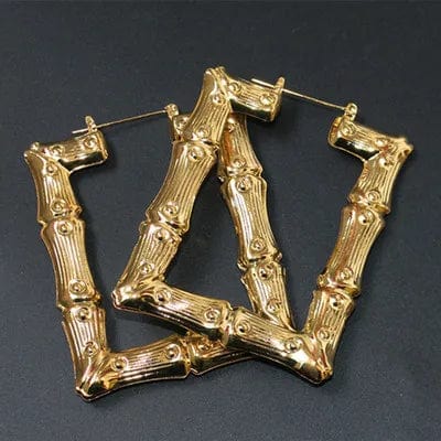 Planet Gates Punk Gold Sliver Color Bamboo Hoop Earrings For Women Geometric Big Round Circle Bamboo Earings Bijoux Hip Hop Party Jewelry