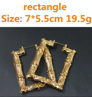 Planet Gates Punk Gold Sliver Color Bamboo Hoop Earrings For Women Geometric Big Round Circle Bamboo Earings Bijoux Hip Hop Party Jewelry