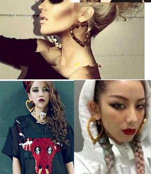 Planet Gates Punk Gold Sliver Color Bamboo Hoop Earrings For Women Geometric Big Round Circle Bamboo Earings Bijoux Hip Hop Party Jewelry