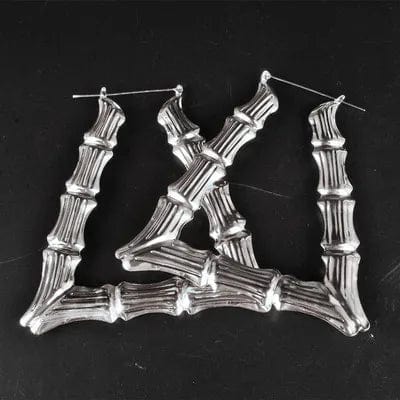 Planet Gates Punk Gold Sliver Color Bamboo Hoop Earrings For Women Geometric Big Round Circle Bamboo Earings Bijoux Hip Hop Party Jewelry