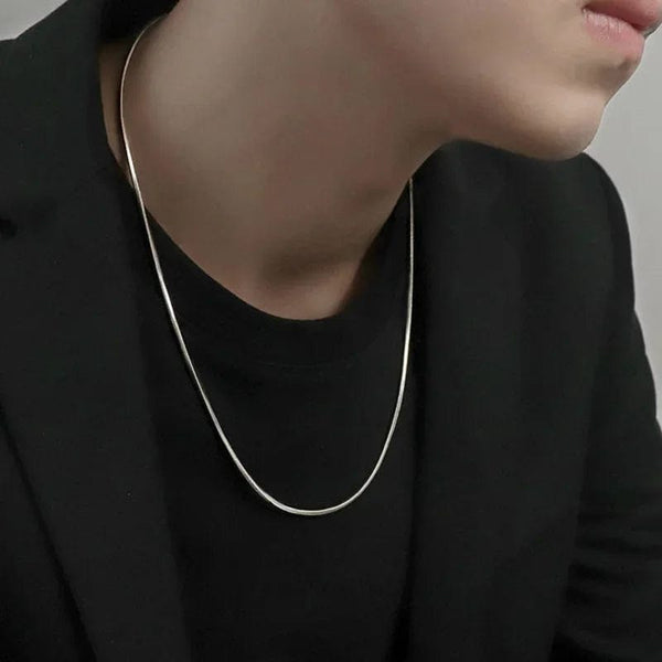 Planet Gates Punk Hip-hop 2MM Snake Link Chain 925 sterling silver Necklace for Men Women Silver Male Jewelry Gifts Cadenas Para Hombre