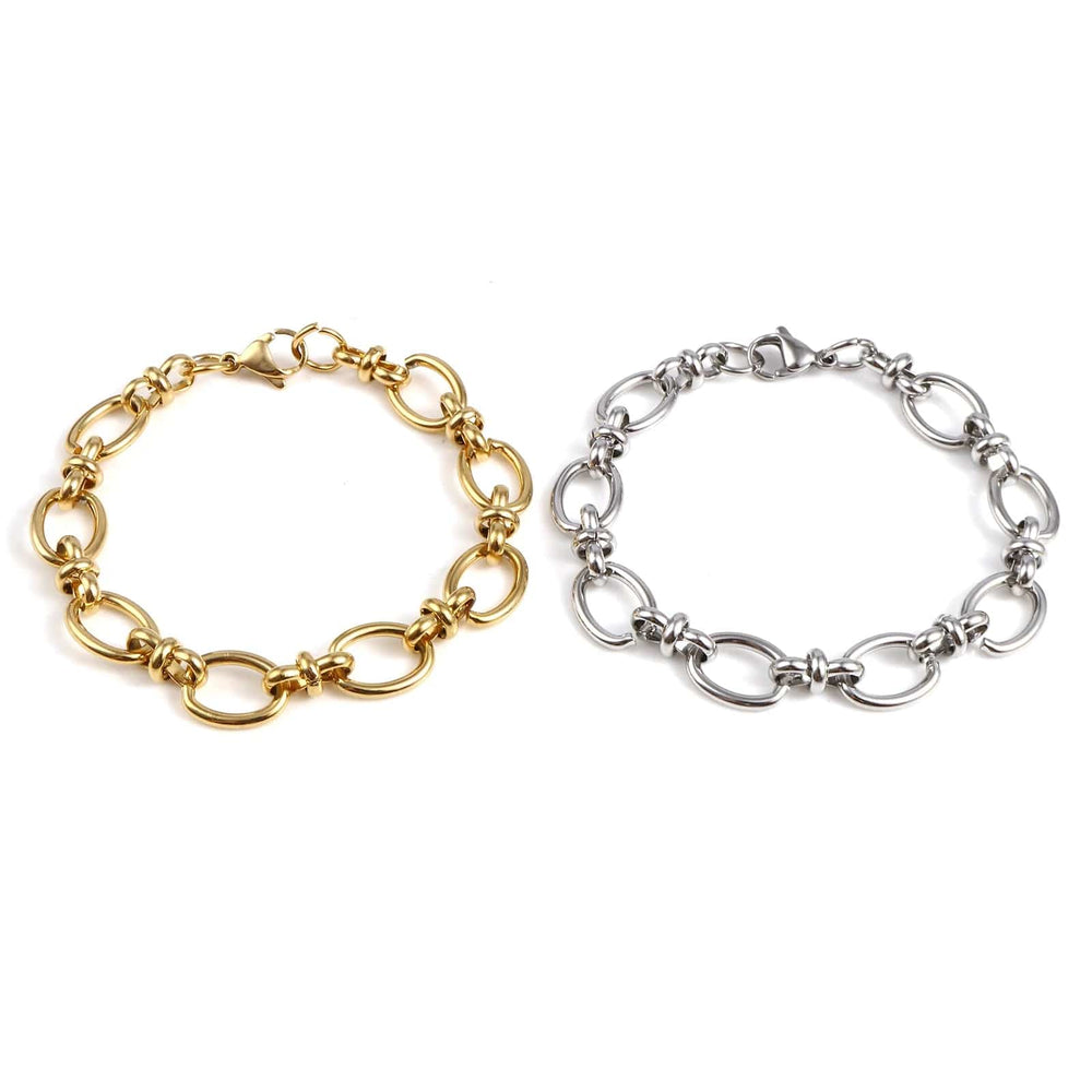 Planet Gates Punk Stainless Steel Oval Bracelets Trendy Chains Bracelet For Men Women Jewelry Gifts Handmade Exquisite Jewelry 19.5cm long