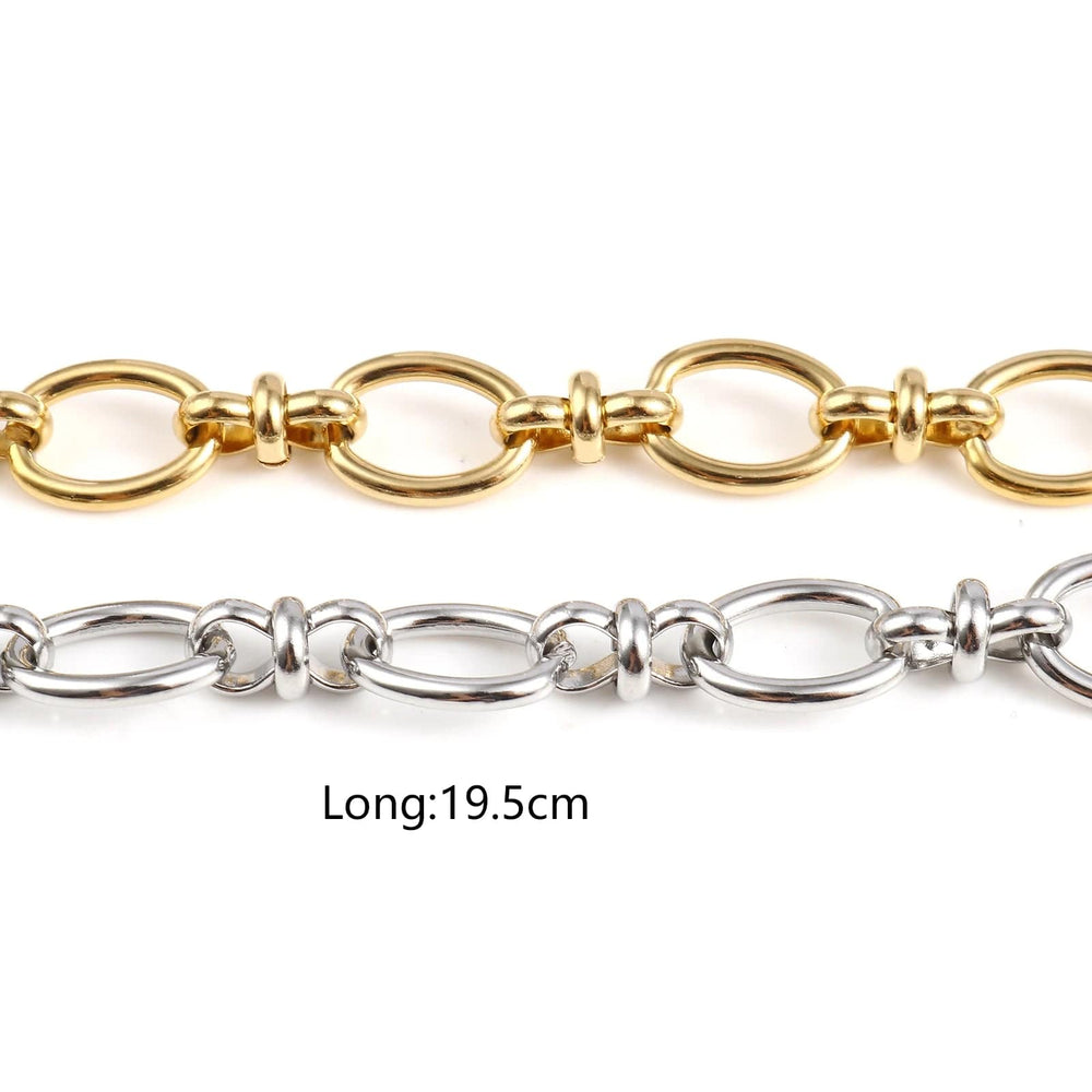 Planet Gates Punk Stainless Steel Oval Bracelets Trendy Chains Bracelet For Men Women Jewelry Gifts Handmade Exquisite Jewelry 19.5cm long