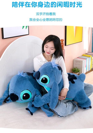 Planet Gates Puppy Stitch Doll Blue Stitch Plush Long Pillow Toys Girl Sleeping Leg Clamping Plushies Doll Children's Birthday Pillow Gift