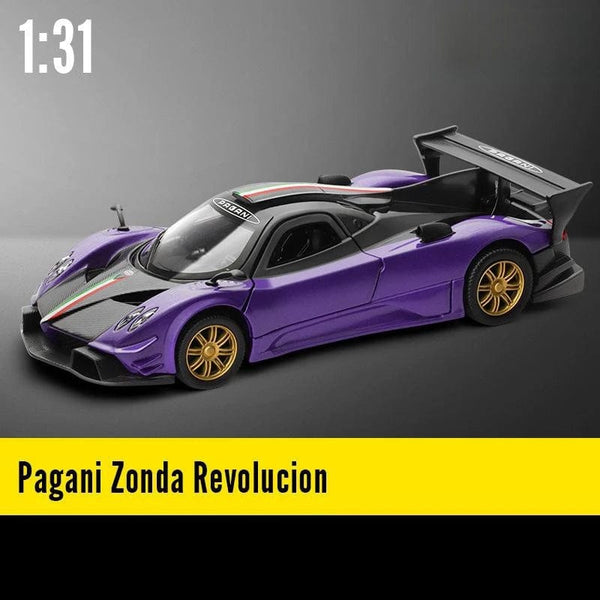 Planet Gates Purple 1 1/32 Pagani Huayra Roadster Zonda Dinastia Miniature Toy Car JKM Diecast Super Sport Model Sound & Light Collection Pull Back