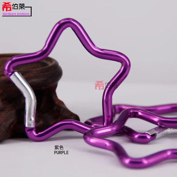 Planet Gates PURPLE 1 Pcs Five-pointed Star Shaped Aluminum Carabiner Key Chain Clip Outdoor Camping Keyring Hook Water Bottle Hanging Buckle