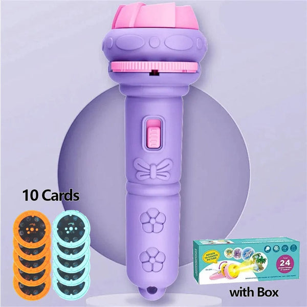 Planet Gates Purple 10 cards 10 Cards Cartoon Projection Flashlight 80 Patterns Creative Children Flashlight Toy Projector Baby Toys Bedtime Story Book Toy