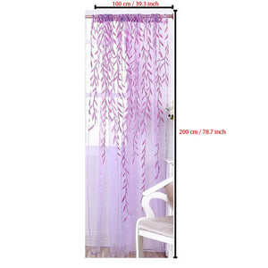 Planet Gates Purple / 100*200cm / 39.3*78.7 Inch 1pc Leaf Print Green and Purple Sheer Curtain - Soft Tulle Window Treatment for Living Room, Bedroom, Balcony - Elegant Home Decor