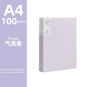 Planet Gates purple 100 pages JIANWU A4 Morandi File Bag 100 Pages Data Book Large Capacity File Folder Portfolio Office Stationery