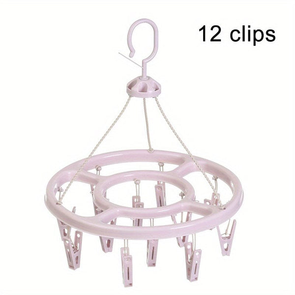 Planet Gates Purple 1pc 1pc12 Clip Round Drying Rack Plastic 360 Degree Windproof Hanging Socks Hanger Multifunctional Infant Toddler Clothes Storage Hanger Hook Underwear Rack Kids Clip Drying Rack For Wardrobe Finishing