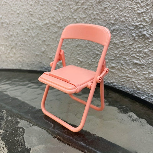 Planet Gates Purple 1pc Cute Mini Phone Holder, Chair Shape Desktop Mobile Phone Stand, Creative Portable Simple Folding Phone Stand, Desktop Decor