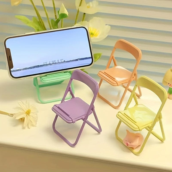 Planet Gates Purple 1pc Cute Mini Phone Holder, Chair Shape Desktop Mobile Phone Stand, Creative Portable Simple Folding Phone Stand, Desktop Decor