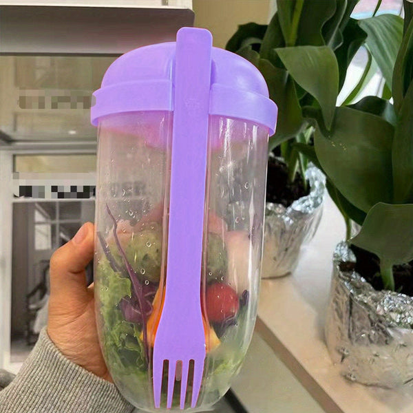 Planet Gates Purple 1pc, Fresh Salad Cup, Keep Fit Salad Meal Shaker Cup, 1000ml/33.81oz, Portable Fruit Vegetable Milk Cup, 19.99cm X 5.92cm