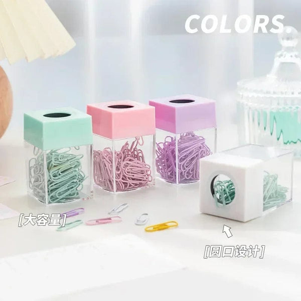 Planet Gates purple 1pc Macaron Color Creative Magnetic Paper Clip Holder Box Office School Small Items Convenient Storage Free 20 Color Paper Clips