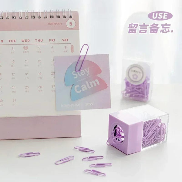 Planet Gates purple 1pc Macaron Color Creative Magnetic Paper Clip Holder Box Office School Small Items Convenient Storage Free 20 Color Paper Clips