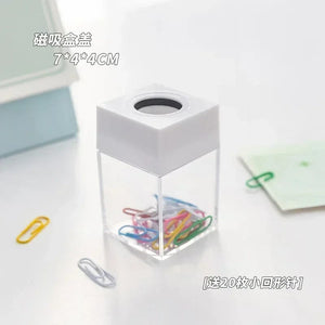 Planet Gates purple 1pc Macaron Color Creative Magnetic Paper Clip Holder Box Office School Small Items Convenient Storage Free 20 Color Paper Clips
