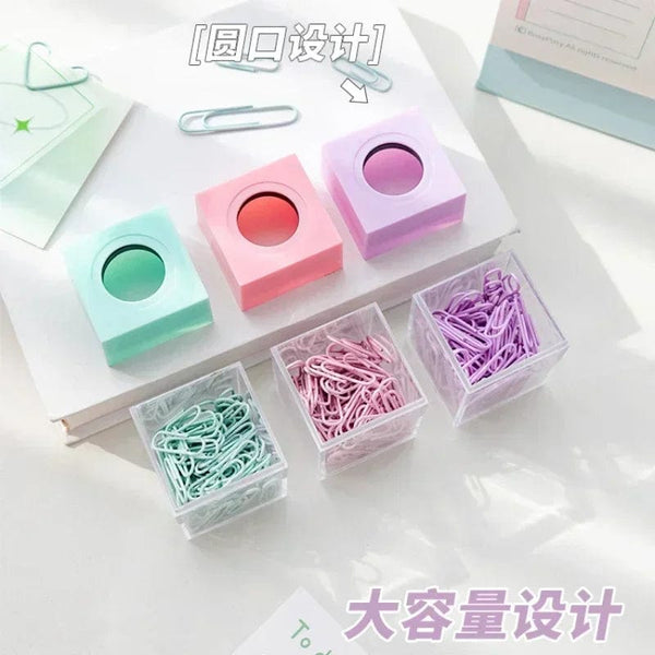 Planet Gates purple 1pc Macaron Color Creative Magnetic Paper Clip Holder Box Office School Small Items Convenient Storage Free 20 Color Paper Clips