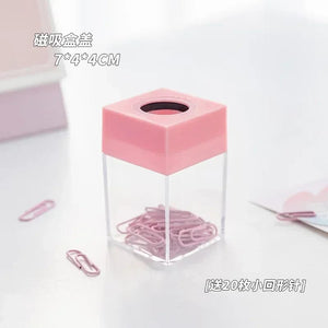 Planet Gates purple 1pc Macaron Color Creative Magnetic Paper Clip Holder Box Office School Small Items Convenient Storage Free 20 Color Paper Clips