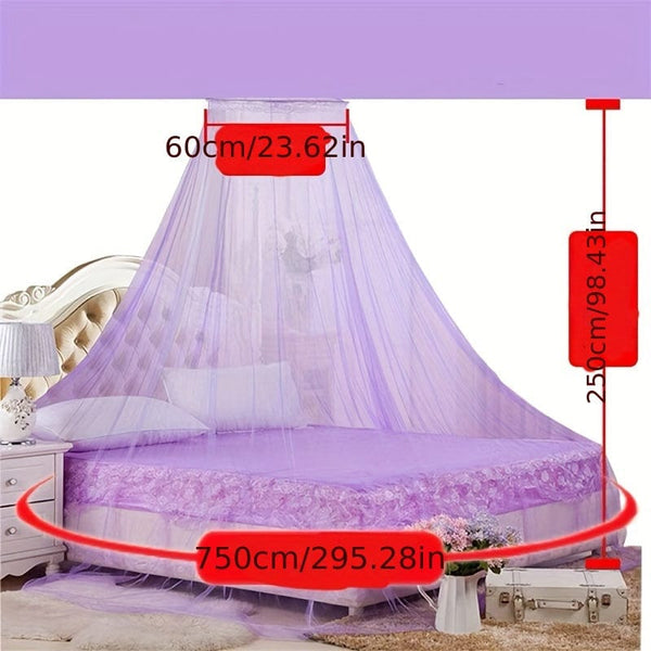 Planet Gates Purple 1pc Purple Dome Mosquito Net, Household Mosquito Net, Free Installation, Large Space, Available In All Seasons, Bedroom Mosquito Net