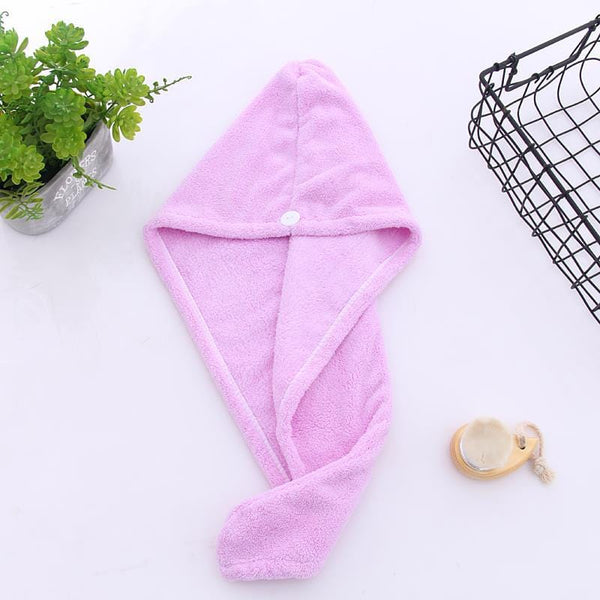 Planet Gates Purple 1pc Super Absorbent Fast Drying Hair Towel with Button - Soft and Water-Absorbing Microfiber Wrap for Women - Anti-Frizz and Anti-Static - Perfect for Bathroom Accessories 100% polyester