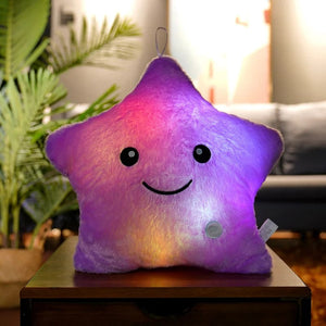 Planet Gates PURPLE 24*22cm Creative Toy Luminous Star Pillow Stuffed Plush Glowing Colorful Stars Cushion Led Light Toys Gift For Kids Children