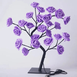 Planet Gates PURPLE 24LED Table Lamp Rose Flower Tree USB Night Lights Christmas Decoration Gift for Kids Room Rose Flower Lighting Home Decoration
