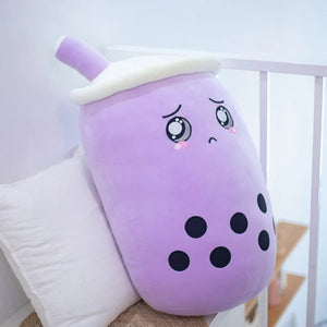 Planet Gates purple / 25cm New Arrival Cartoon Fruit Bubble Tea Cup Plush Toys Real Life Boba Food With Suction Pillow Stuffed Soft Hug Cushion Decor