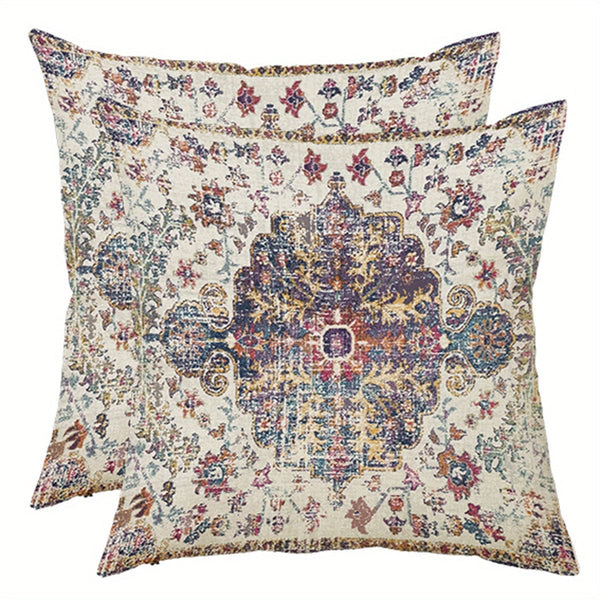Planet Gates Purple 2pcs Boho Blue Throw Pillow Cover, Bohemia Ethnic Style Carpet Pattern Cushion Case For Sofa Couch, Home Decor, 45.72x45.72 Cm