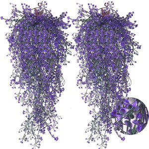 Planet Gates Purple 2pcs Premium Oxidation-Resistant Artificial Hanging Plants - Perfect for Indoor & Outdoor Decoration!