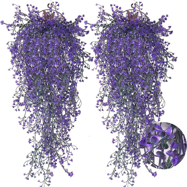 Planet Gates Purple 2pcs Premium Oxidation-Resistant Artificial Hanging Plants - Perfect for Indoor & Outdoor Decoration!