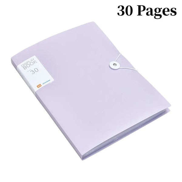 Planet Gates Purple 30 Pages 30/60 Pages File Bag A4 Transparent Binder File Folder Storage Student Test Paper Classification Organization Office Supplies