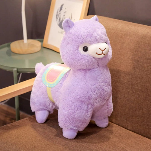 Planet Gates purple / 35cm Lovely Fluffy Alpaca Plush Toy Soft Stuffed Cute Sheep Llama Animal Doll Baby Appease Pillow Kawaii Home Bed Decor Birthday Gift