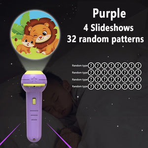 Planet Gates Purple 4 Slideshow Flashlight Projector Torch Lamp Toy Early Education Cognition Before Bedtime Story Book Puzzle Toys Sleeping Story Book
