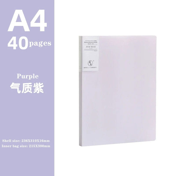 Planet Gates purple 40 pages JIANWU A4 Morandi File Bag 100 Pages Data Book Large Capacity File Folder Portfolio Office Stationery