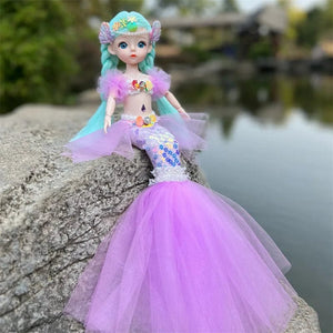 Planet Gates purple 45cm/17.72inch Mermaid Doll Girl Toy Blue Eyed Children's Princess Doll Wedding Dress Doll,Christmas/Halloween/Thanksgiving Gift