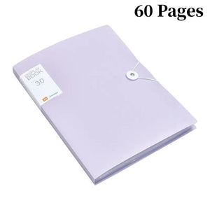 Planet Gates Purple 60 Pages 30/60 Pages File Bag A4 Transparent Binder File Folder Storage Student Test Paper Classification Organization Office Supplies