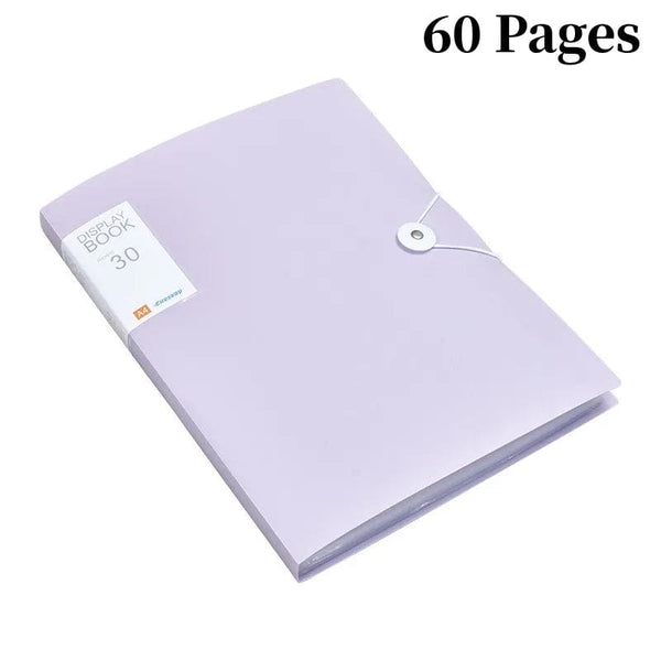 Planet Gates Purple 60 Pages 30/60 Pages File Bag A4 Transparent Binder File Folder Storage Student Test Paper Classification Organization Office Supplies