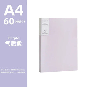 Planet Gates purple 60 pages JIANWU A4 Morandi File Bag 100 Pages Data Book Large Capacity File Folder Portfolio Office Stationery