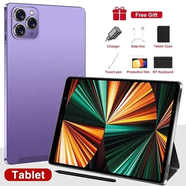 Planet Gates purple add keyboard / 16GB 512GB 2025 Pad Tab 14 8 inch Android 12 16GB Ram 1TB Rom Dual SIM 10 Core Dimensity 9000 WPS GPS Bluetooth 10000mAh Original Tablet