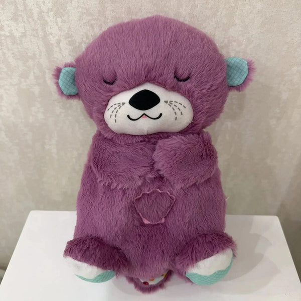 Planet Gates Purple Baby Pacify Breathing Rabbit Doll Soothes Otter Plush Toy Children Soothing Music Sleep Companion Toy Bear Stuffed Gift for Kids