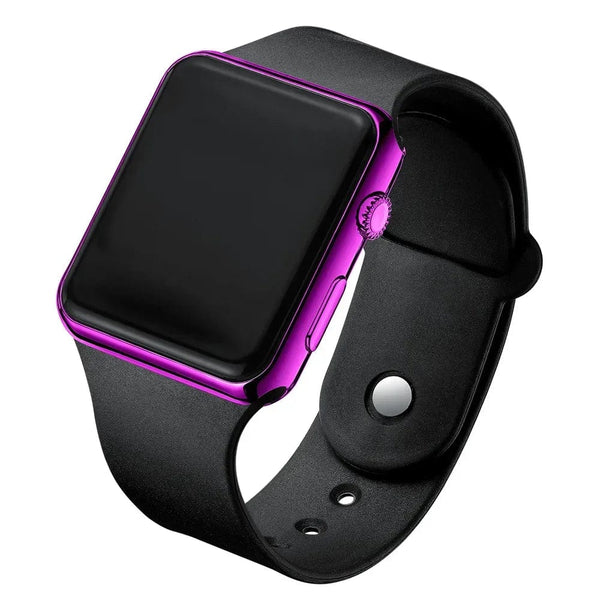 Planet Gates Purple-Black Digital Watches Men Women Electronic Square LED Sport Wristwatch Fashion Casual Simple Silicone Female Clock Reloj Para Mujer