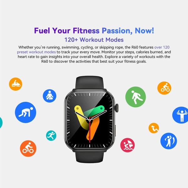 Planet Gates Purple / CHINA [World Premiere] Blackview Smartwatch R60 Watch 1.96'' AMOLED Display 800mAh Bluetooth Phone Calls Health and Fitness Tracking