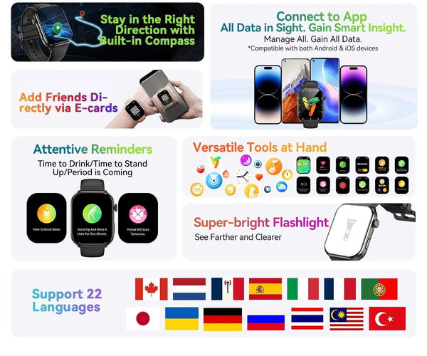 Planet Gates Purple / CHINA [World Premiere] Blackview Smartwatch R60 Watch 1.96'' AMOLED Display 800mAh Bluetooth Phone Calls Health and Fitness Tracking