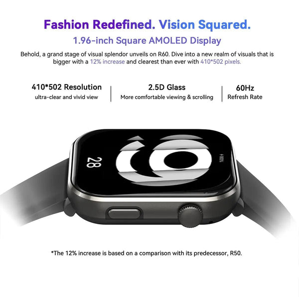 Planet Gates Purple / CHINA [World Premiere] Blackview Smartwatch R60 Watch 1.96'' AMOLED Display 800mAh Bluetooth Phone Calls Health and Fitness Tracking