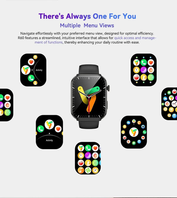 Planet Gates Purple / CHINA [World Premiere] Blackview Smartwatch R60 Watch 1.96'' AMOLED Display 800mAh Bluetooth Phone Calls Health and Fitness Tracking