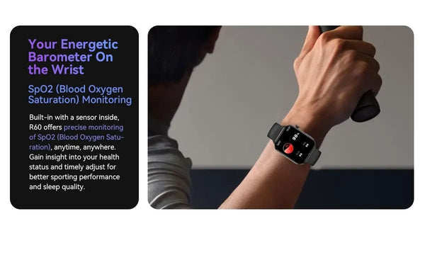 Planet Gates Purple / CHINA [World Premiere] Blackview Smartwatch R60 Watch 1.96'' AMOLED Display 800mAh Bluetooth Phone Calls Health and Fitness Tracking