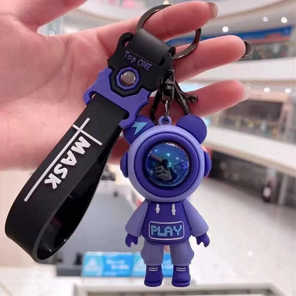 Planet Gates PURPLE Cute Astronaut Bear figure Keychain lightning bear rabbit couple keyring car key chain keyholder bag pendant accessoris gift