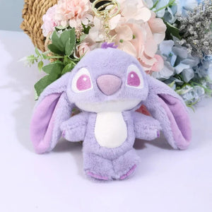 Planet Gates Purple Disney Kawaii Stitch Plush Keychain Toy Lovely Lilo & Stitch Doll Angel Plushies Cute Stuffed Bag Pendant Girls Birthday Gift